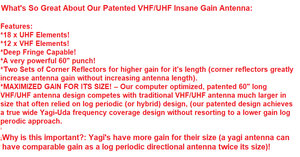 Destroys 990 Mile TV Antennas (read description) - Long Range VHF & UHF Version