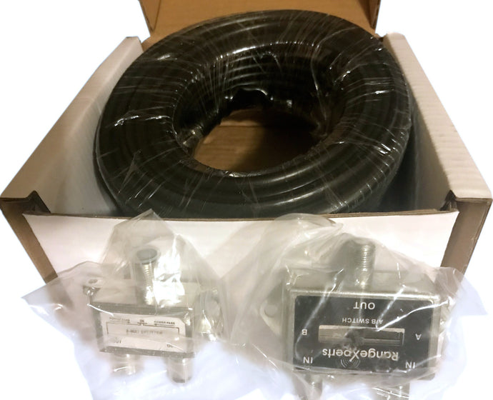 SALE! - 50ft of Coax Cable with Installed Connectors plus FREE Splitter / Combiner & A/B Switch!!